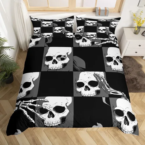 Vista 16 de Manfei Juego de funda de edredón de Halloween tamaño individual, juego de ropa de cama de 2 piezas para niños y niñas, decoración de habitación