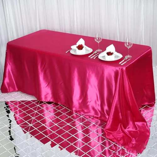 Vista 9 de BalsaCircle Mantel rectangular de satén beige de 90 x 132 pulgadas para mesa de boda, fiesta, recepción, eventos, cocina y comedor