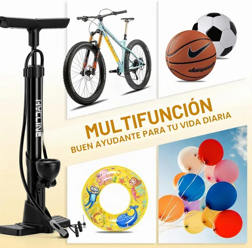 Vista 7 de Hycline Bomba de piso para bicicleta con manómetro: bombas de bicicleta de alta presión de 160 PSI - Bomba de aire duradera para válvulas Presta