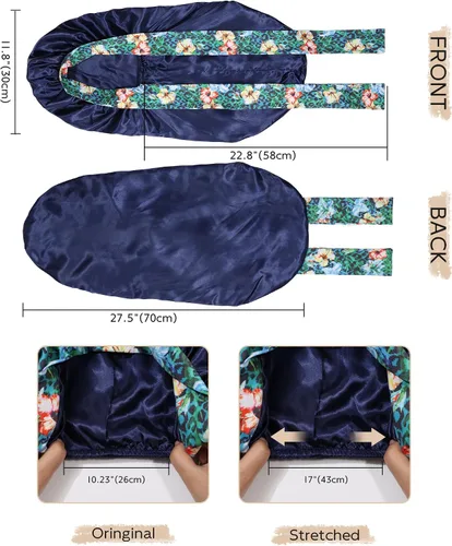 Vista 5 de Gorro largo de satén para trenzas, capó de seda para dormir, banda elástica para mujeres negras, cabello rizado