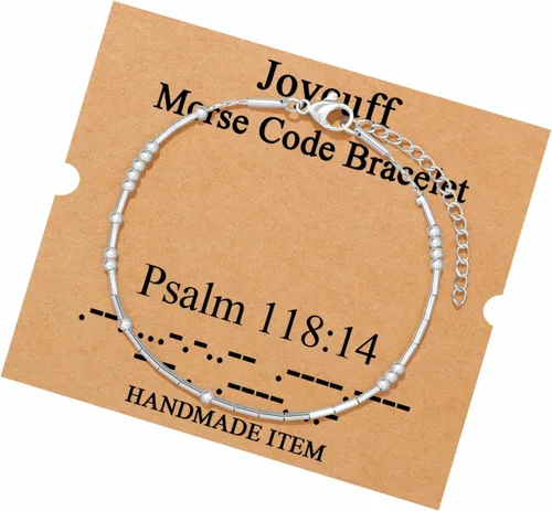 Vista 226 de JoycuFF Pulseras inspiradoras de código morse para mujeres, cuentas de plata, joyería con mantra de motivación, regalos para ella