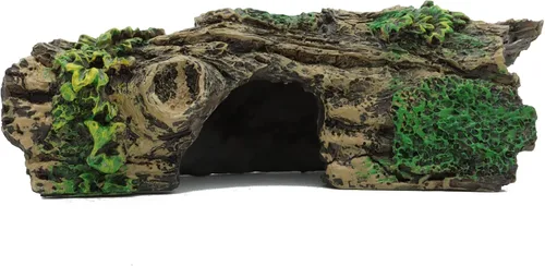 Vista 3 de JIH Decoraciones de acuario resina hueco tronco de árbol adorno, Bettas House Cave Wood House House Decor for Fish Tank (HS-SP207)