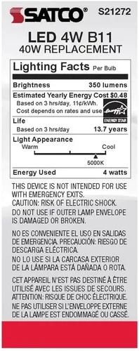 Vista 7 de Satco S21272 4B11/LED/950/FR/120V/E12-paquete de 6