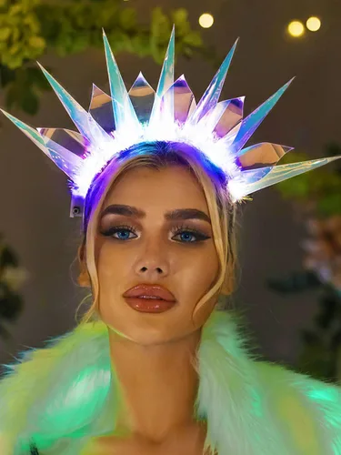 Vista 3 de CAKURE Diadema iluminada con luces LED para Año Nuevo, diademas brillantes para el cabello, club nocturno, fiesta, concierto, actuación, accesorios