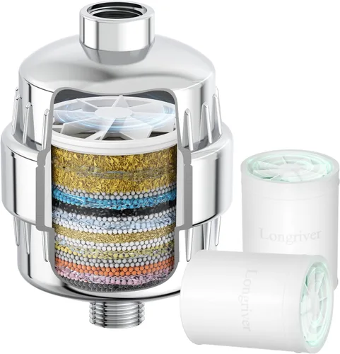 Vista 12 de Filtro de ducha R7 de alta capacidad, filtro de agua de ducha para agua dura, elimina 99.99% del cloro, metales pesados, suavizante de agua