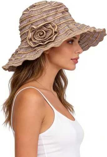 Vista 8 de FORBUSITE Sombreros de sol plegables vintage para mujer, para playa, jardín, viajes, protección UV Gs013-beige