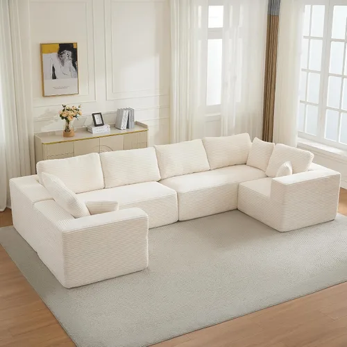Vista 10 de Sofá modular Cloud de 106 pulgadas con diván en forma de L, moderno sofá modular sin hueso con asiento profundo, sofás tapizados para sala de estar