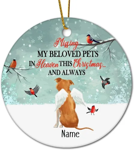 Vista 16 de Personalized Pet Memorial Ornament, Miss My Beloved Pets in Heaven Ornament, Dog Christmas Ornament, Pet Loss Gift, Dog Angel Wings Ornament, Custom