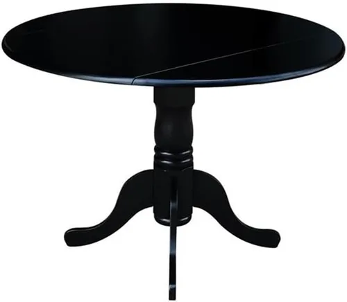 Vista 5 de IC International Concepts, Mesa de comedor redonda con pedestal de doble hoja de 42 pulgadas, madera maciza, madera de parawood real, 42 pulgadas