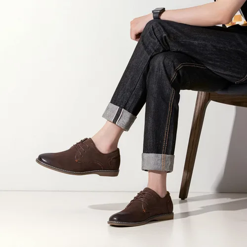 Vista 2 de Jousen Zapatos de vestir casuales para hombre, zapatos de vestir clásicos de gamuza para hombre