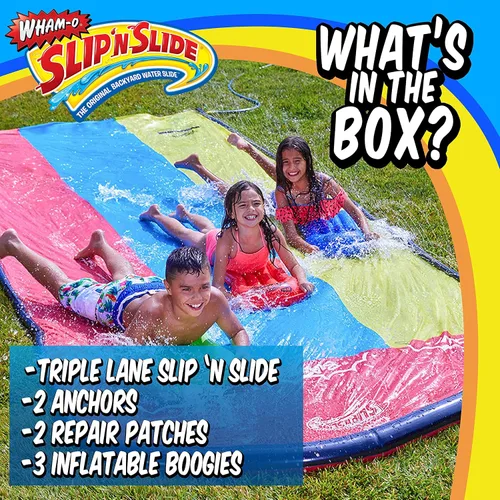 Vista 2 de Slip N' Slide Triple Racer con tabla de resbaladilla Boogie