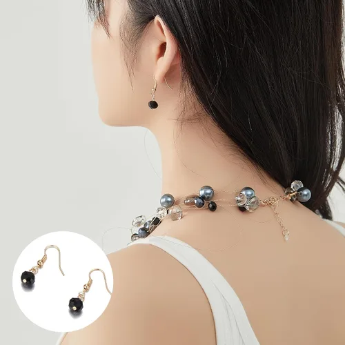 Vista 6 de Collar de perlas de oro con cuentas, collar de perlas de varias hebras, collar de cuentas de disfraces, joyería de regalo de cumpleaños para mujer