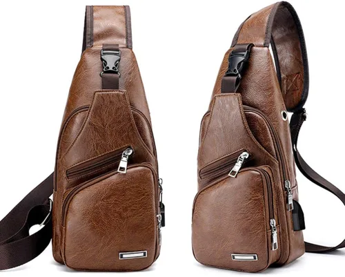 Vista 4 de Seoky Rop Bolso bandolera para hombre con puerto de carga USB