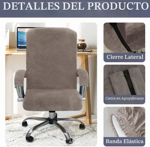Vista 2 de ITFRO Funda para silla de oficina de 3 piezas con fundas para reposabrazos, funda de terciopelo para silla de escritorio de computadora con Gris