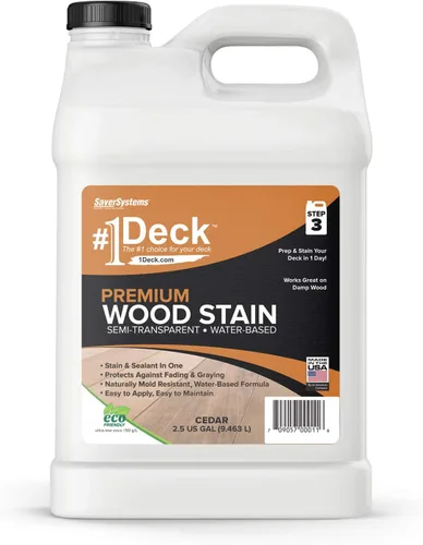 Vista 14 de #1 Deck Premium - Tinte y sellador de madera semitransparente para exteriores en uno - Tinte de madera a base de agua para cubiertas, vallas