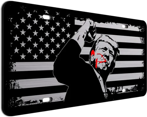 Vista 46 de JASS GRAPHIX Placa de matrícula personalizada con la bandera estadounidense de línea amarilla, homenaje personalizado a despachadores y operadores