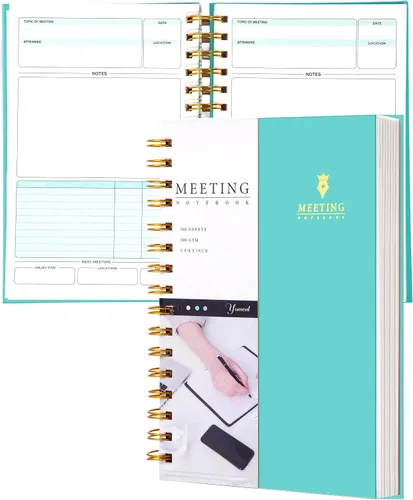 Vista 15 de Cuaderno de Reuniones para Trabajo con Elementos de Acción 5.5×8.5 Tapa Dura Espiral Planificador de Reuniones para Oficina Negocios Notas