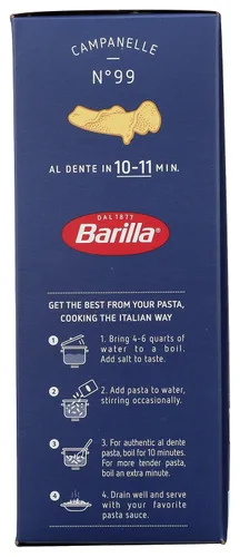 Vista 7 de Barilla Campanelle Pasta, caja de 16 onzas, pasta sin OMG hecha con sémola de trigo duro, pasta certificada Kosher