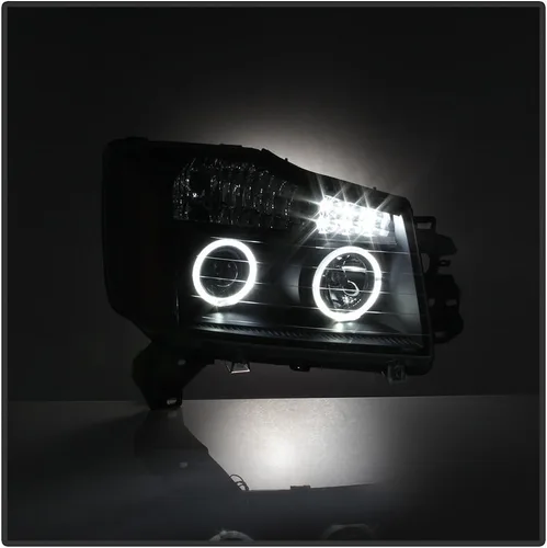 Vista 6 de AKKON - Faros de repuesto LED DRL de día con anillo doble halo y bisel negro para Nissan Titan Armada