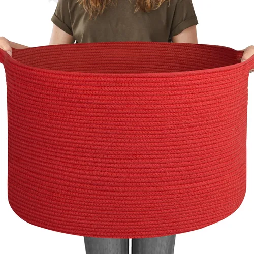 Vista 23 de MEGASKET Cesta grande de manta negra, 22 x 22 x 14 pulgadas, contenedor de cuerda tejida para almacenamiento, caja de almacenamiento de juguetes