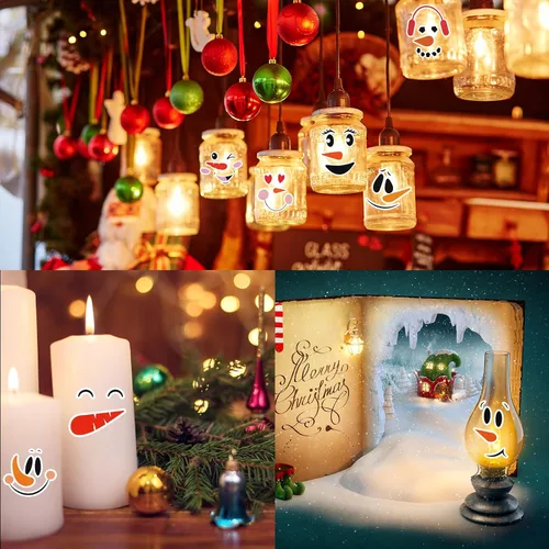 Vista 3 de 36 calcomanías de vinilo de Navidad con caras de muñeco de nieve para manualidades, calcomanías de cara de muñeco de nieve, botellas de agua
