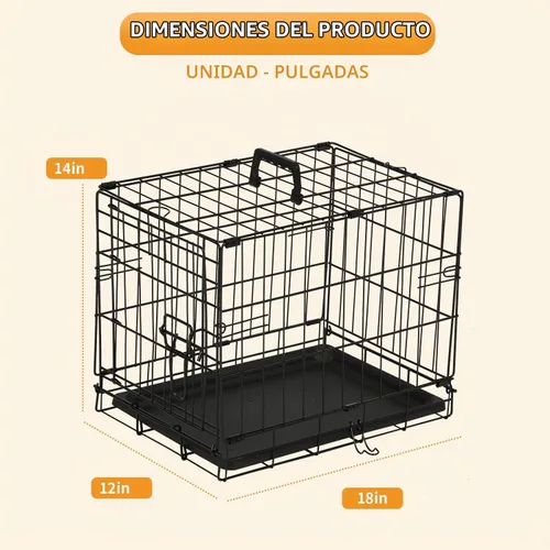 Vista 7 de PayLessHere Jaula para Perros de 46 cm para Perros Pequeños, Jaula de Metal de Puerta Única Plegable para Viajes, Interior y Exterior, con Divisores