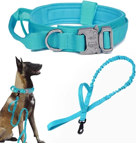 Vista 12 de Collar táctico para perro, ajustable, militar, de nailon, con asa de control y hebilla de metal resistente para perros medianos y grandes (negro, S)