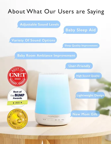 Vista 3 de Momcozy - Máquina de sonido para bebés, máquina de ruido blanco para dormir con luz nocturna, entrenador de sueño para niños pequeños con 34 sonidos