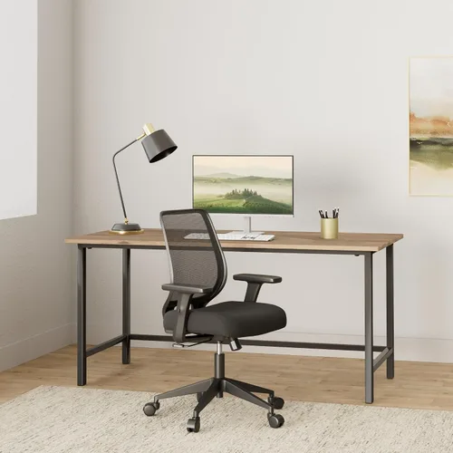 Vista 2 de Silla ergonómica de oficina, silla de escritorio de malla para el hogar con brazos ajustables, sillas de computadora con respaldo medio
