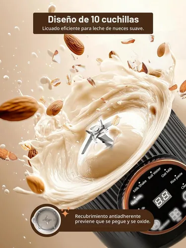 Vista 3 de Máquina para hacer leche de frutos secos, 35 oz casera de soja, almendra, avena, coco, bebidas a base de plantas y sin lácteos, máquina automática