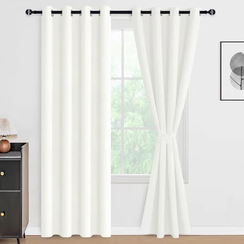 Vista 147 de DWCN - Cortinas 100% opacas para dormitorio con forro negro, cortinas de ventana de doble capa con aislamiento térmico que oscurecen toda la Azul