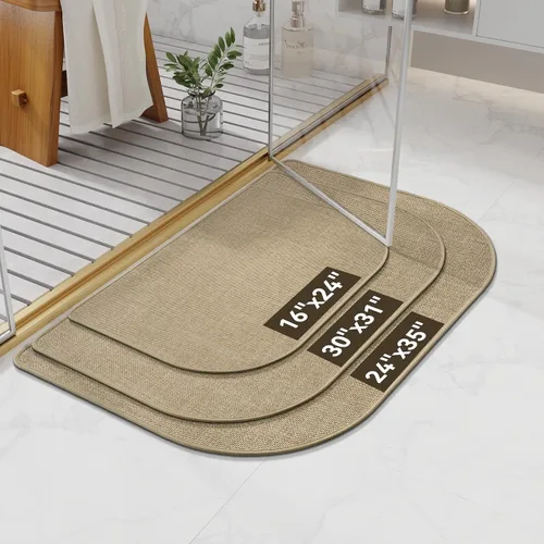 Vista 2 de YDKGL Alfombra de baño Half Circle, alfombras de baño finas antideslizantes A- Marrón a