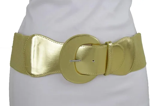 Vista 17 de TFJ - Cinturón ancho para mujer, cintura elástica, cintura alta, color dorado, hebilla grande
