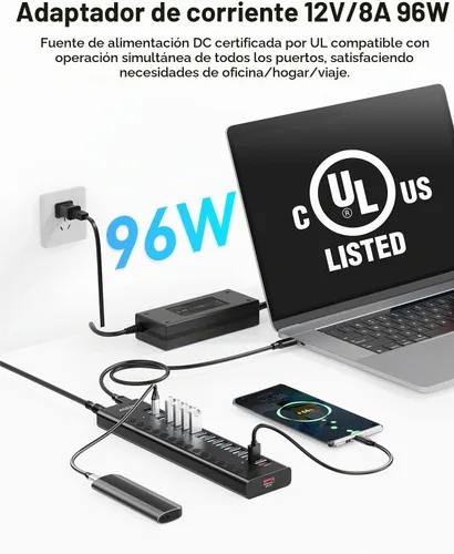 Vista 12 de Hub USB alimentado, concentrador USB 3.2 de 16 puertos AGEEN