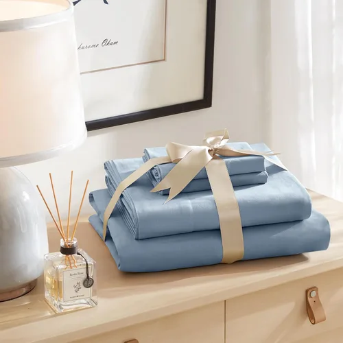 Vista 10 de Comfort Spaces Juego de sábanas 100% algodón transpirable, ligero, suave, con bolsillo elástico de 12 pulgadas que se adapta a colchones de hasta 14