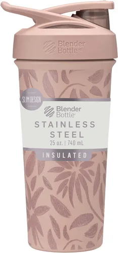 Vista 27 de BlenderBottle Strada Shaker Cup - Botella de agua aislada de acero inoxidable con batidor de alambre, 24 onzas, color negro