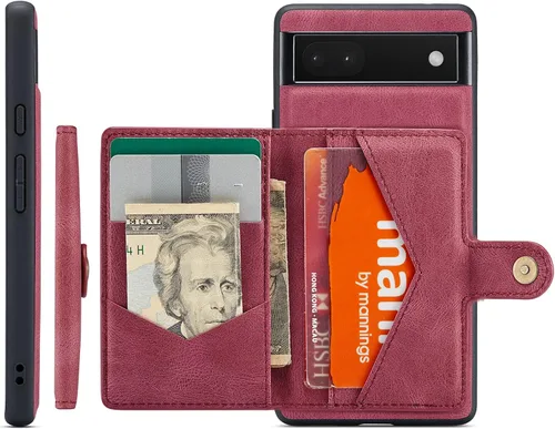 Vista 17 de Funda para Google Pixel 6 Pro, cartera magnética desmontable con ranura para efectivo, soporte de carga inalámbrica, función atril compatible