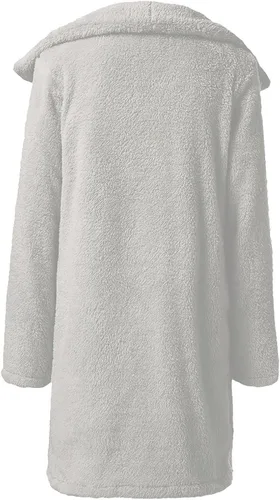 Vista 2 de Abrigo de forro polar mullido para mujer, con solapa frontal abierta, cárdigan largo de piel sintética cálida para invierno