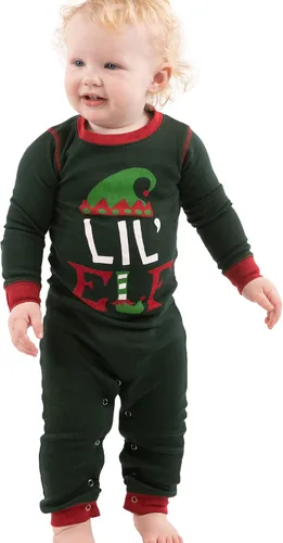 Vista 2 de Lazy One Pijamas de Navidad familiares a juego, pijamas de Navidad a juego con elfo para la familia, camisetas y pantalones para adultos separados