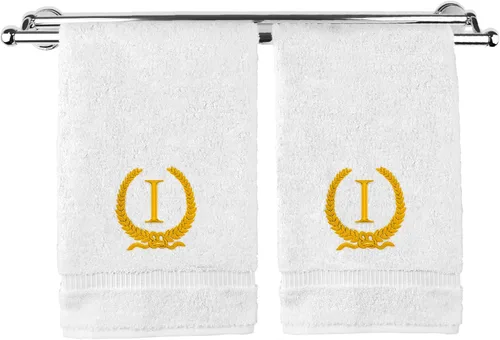 Vista 54 de Toalla de mano con monograma, regalo personalizado, 16 x 30 pulgadas, letra blanca bordada con diseño de corona en toalla negra, extra absorbente