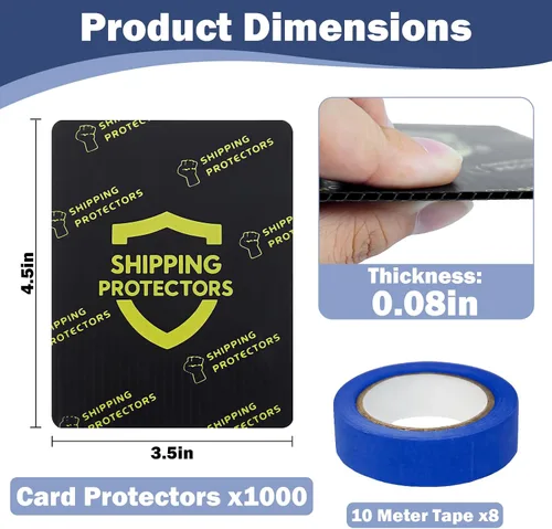 Vista 2 de Paquete de 1000 protectores de envío de tarjetas intercambiables de 3.5 x 4.5 pulgadas con 8 rollos de cinta, hoja corrugada resistente para envío