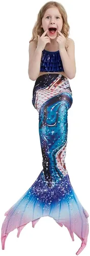 Vista 6 de Conjunto de traje de baño con cola de sirena para niñas, traje de baño de princesa