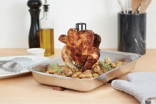Vista 3 de Fox Run Asador vertical de pollo, antiadherente, negro, 5.5 x 5.5 x 7.5 pulgadas