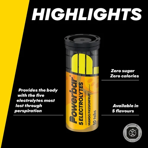 Vista 5 de Powerbar Power Bar - 5 tabletas de electrolitos, 10 pestañas x 12 tubos Mango Passionfruit