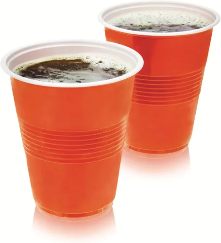 Vista 9 de TRUE Vasos desechables para fiesta naranja, vasos para bebidas para cócteles y cerveza, capacidad de 16 onzas, plástico, naranja, juego de 50
