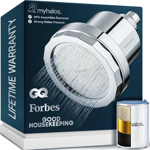 Vista 9 de MyHalos® Cabezal de ducha filtrado para filtro de agua dura, alta presión, elimina el cloro, filtro de cabezal de ducha para suavizador de agua