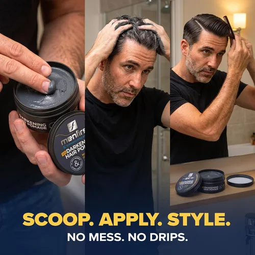 Vista 8 de MENFIRST Pomada para el cabello y la barba para hombres - Cobertura gris Dark Shades