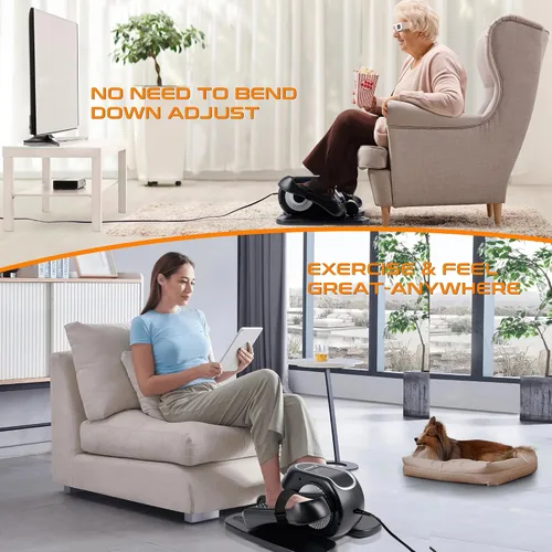 Vista 7 de Zakle Under Desk Elliptical Machine, Electric Elliptical Training Machine w/Remote Control, 12 Speed Levels, Quiet Seated Pedal Exerciser for Home