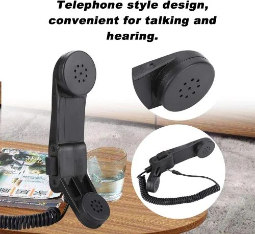 Vista 4 de FOSA Micrófono receptor de teléfono retro, micrófono de altavoz de mano vintage de 0.138 in para comunicación clara, actividades al aire libre