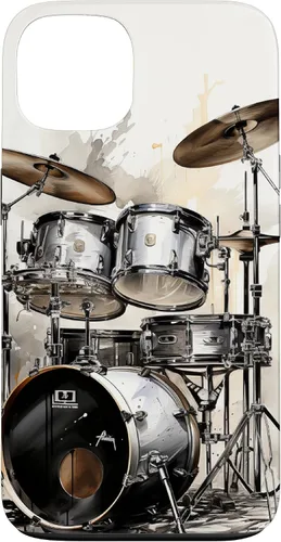 Vista 7 de Vintage Drum Set Drawing Funda para iPhone 17